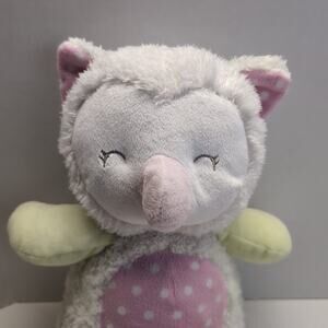 Stephan Baby Plush Sleepy Eye Owl Stuffed Animal Toy Green White Pink